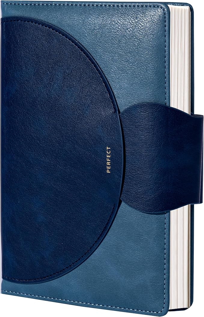 CAGIE Lined Journal for Women, 100GSM Leather Journals for Writing with Buckle Closure,A5 Hardcover Diary Journaling Notebooks for Business Work School Note Taking 5.9" x8.5 Blue