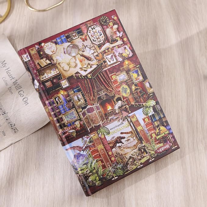Hardcover Notebook Journal with 224 Pages, A5 Lined Notebook with 100 GSM Premium Thick Paper for Smooth Writing, Aesthetic Foil Embossed Vintage Museum & Dinosaur Notebook Journal for Men & Teens