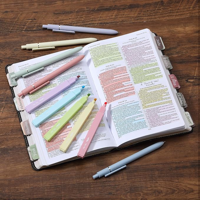 Mr. Pen- Aesthetic Highlighters and Gel Pens, 10 Pack | Assorted Colors Bible Highlighters No Bleed, Black Ink Gel Pens, Fast Dry and No Smear for Bible Journaling, Planner