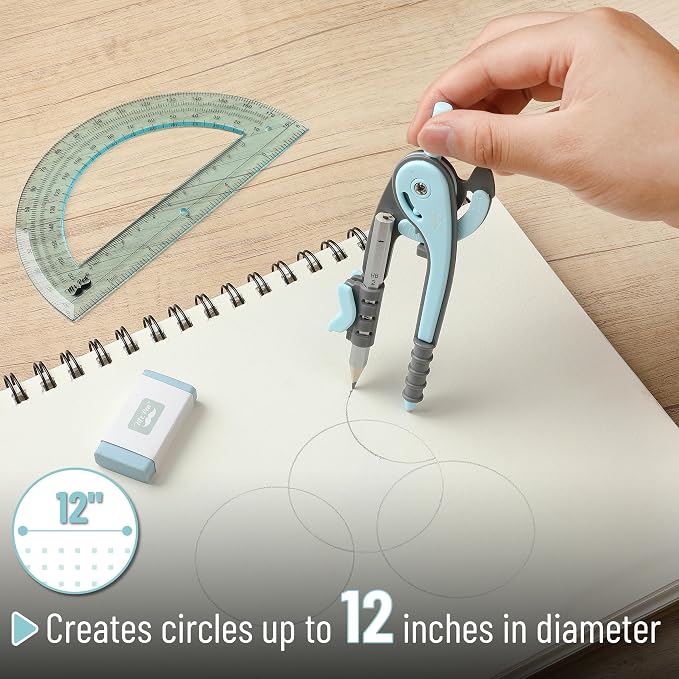 Mr. Pen- Geometry Compass and Protractor Set, 6 Inch Compass | 6 Inch Protractor, Drawing Tool for School, Clear Plastic, Easy Grip, Precision Design for Math, Art, Drafting, Architecture