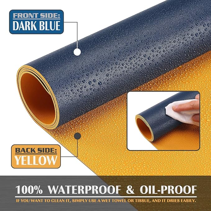 K KNODEL Large Office Desk Mat, Leather Mouse Pad (31.5"x15.7", Dark Blue) | Desk Pad, Keyboard Pad, Computer and Laptop Mat, Desktop Protector and Cover, Writing Pad and Blotter for Home Office
