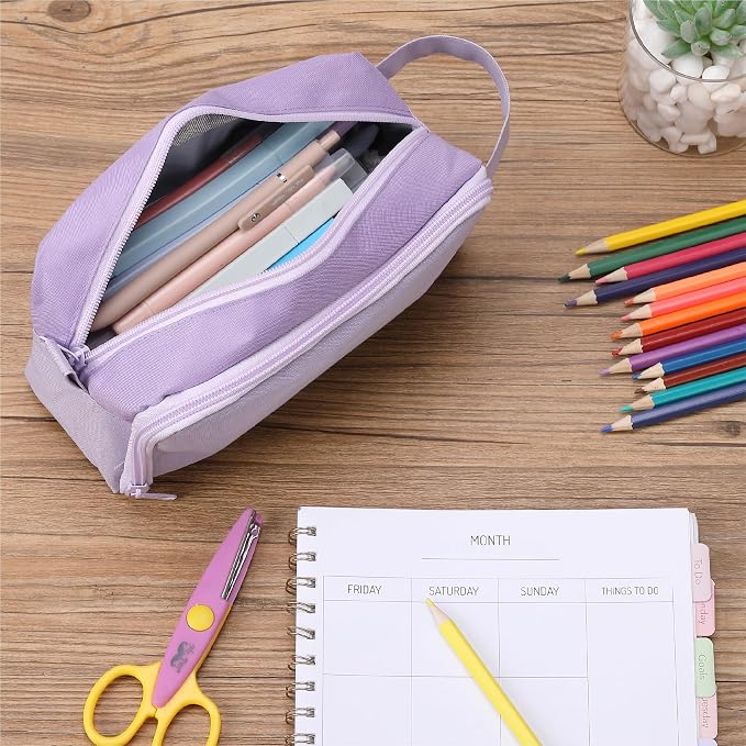 Mr. Pen- High Capacity Pencil Case, Large Pencil Pouch with 3 Compartments and 2 Pockets, Large Pencil Bag with Smooth Zipper, Cute Pencil Case Pouch Organizer, School Supplies for Teens
