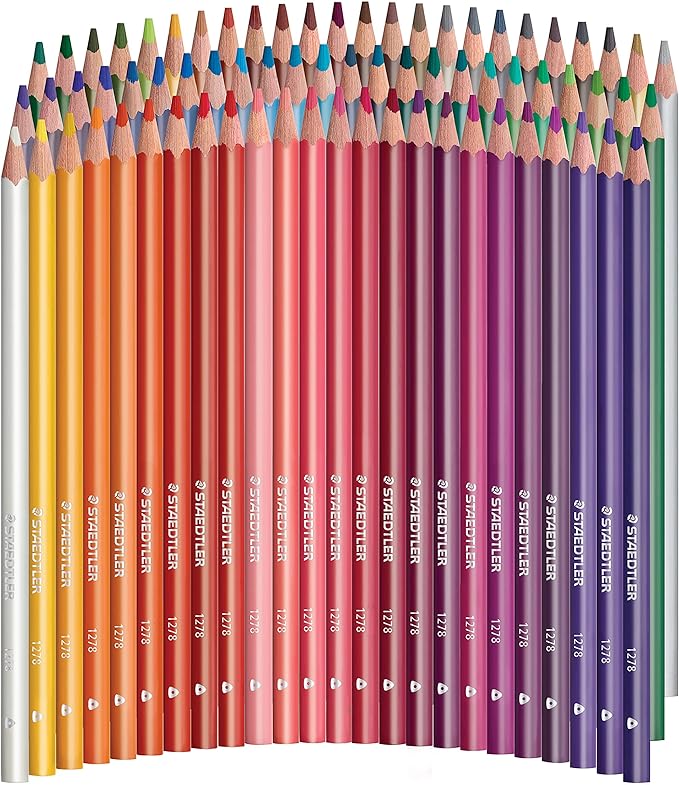 STAEDTLER Triangular Colored Pencils Set, 72 Pack: Ergonomic Colored Pencils in Tin for Drawing, Coloring, Shading & School Projects – Soft Blendable Core Art Pencils for Students, Adults & Artists