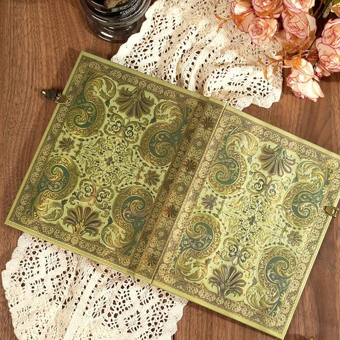 Vintage 3D Gilded Reverie Hardcover Journal - 192 Lined Pages w/Envelope Pocket - Luxury Travel Diary & Keepsake Notebook for Cherished Moments
