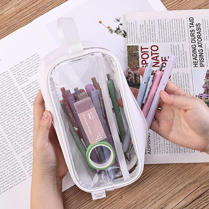 Mr. Pen- Clear Pencil Pouch, Large Capacity Makeup Pouch | Clear Pen Pencil Case, Cosmetics Bag, Multi-Purpose for Travel, School, Teen Girls, Transparent Stationary Bag