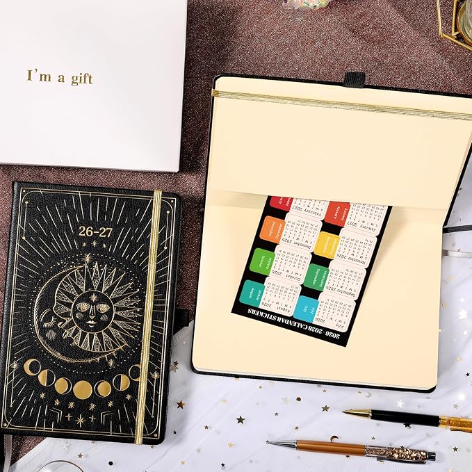 2026-2027 Planner - Academic Planner 2026-2027, Jul 2026 - Jun 2027, 5.75" x 8.25", 26-27 Weekly Monthly Planner, Faux Leather Planne-r 26-27 with Back Pocket & 40 Notes Pages - The Sun and Moon
