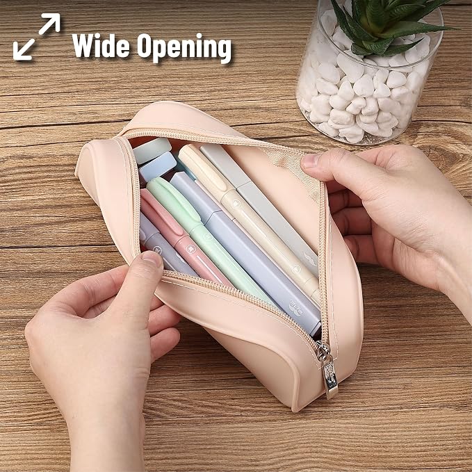 Mr. Pen- Silicone Pencil Case, Aesthetic Pencil Bag for Women, Makeup Pouch | Multifunctional Pouch for Stationery, Cosmetics and Electrical Goods Storage
