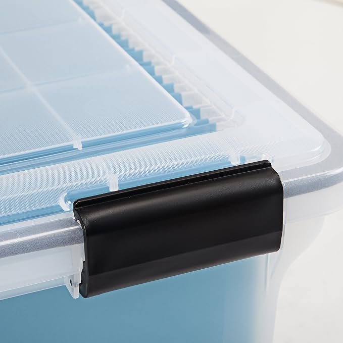 IRIS USA WeatherPro File Box Organizer, Letter/Legal, 32 Qt. Clear | Protect files and paperwork with a durable design featuring secure closure and convenient organization