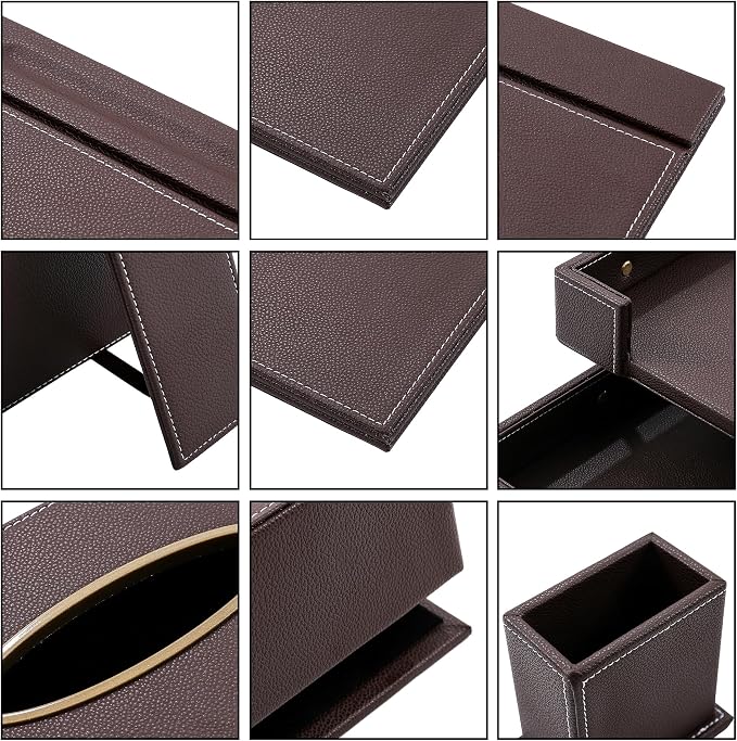 Leather Desk Set, 13-Piece All-in-One – Executive Desk Accessories & Office Supplies,Desk Organizer with Desk Pad & Blotter, 2-Tier Letter Tray, Luxury Office Desk Decor & Boss Gifts (Brown)