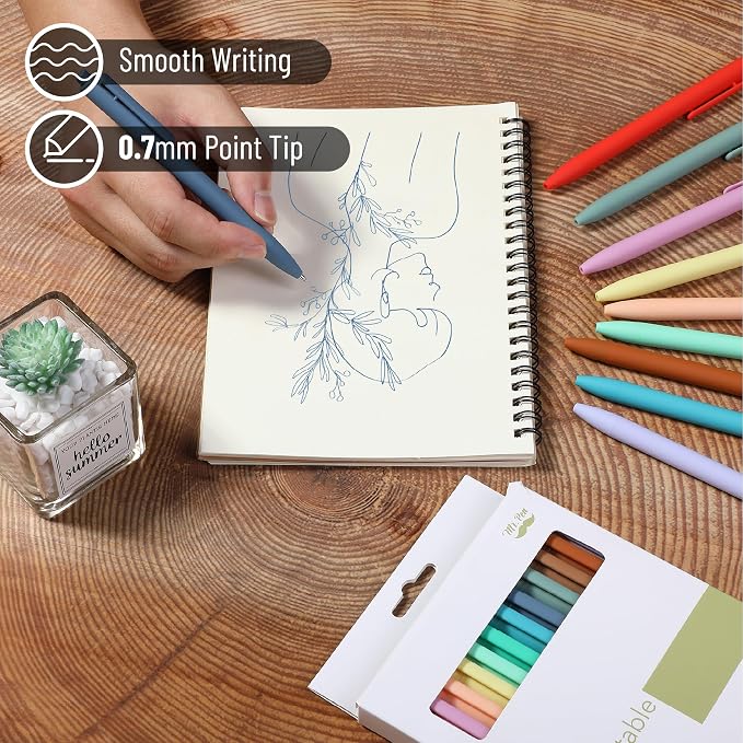 Mr. Pen- Retractable Gel Pens, 12 Pack, Assorted Color Ink | Fine Point 0.7mm, Fast Dry, Smooth Writing, Cute Pens for Drawing, Writing Planner and School Supplies
