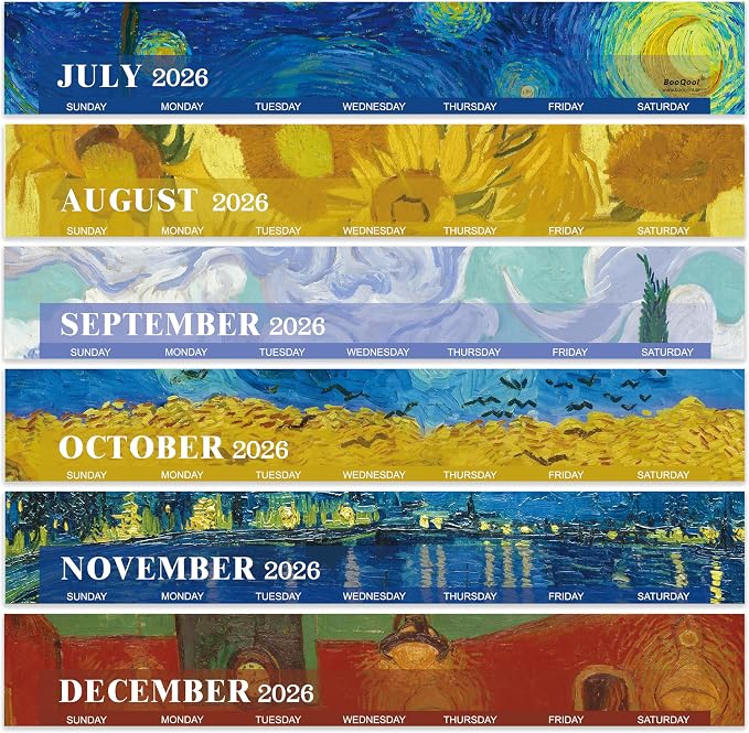 Desk Calendar 2026-2027 Flip Desktop Calendar Jul 2026 - Dec 2027 | 9.8" x 8.3" Starry Night Van Gogh Desk Planner with Thick Paper for Office Home School