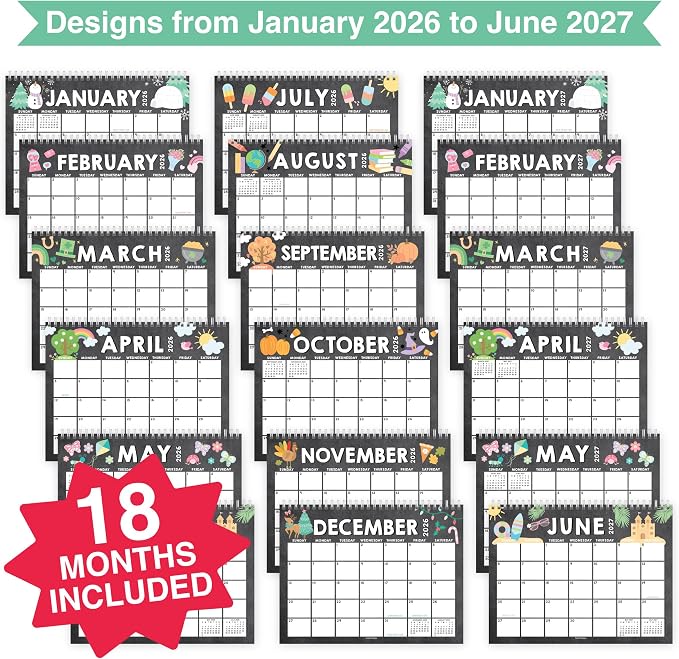 Small Desk Calendar 2026-2027 Standing Flip - 18-Month 2026 Desk Calendar Small for Home, Office & School, Standing Desks Calendars 2026-2027, Mini Desks Calendars, Back to School Teacher Gifts