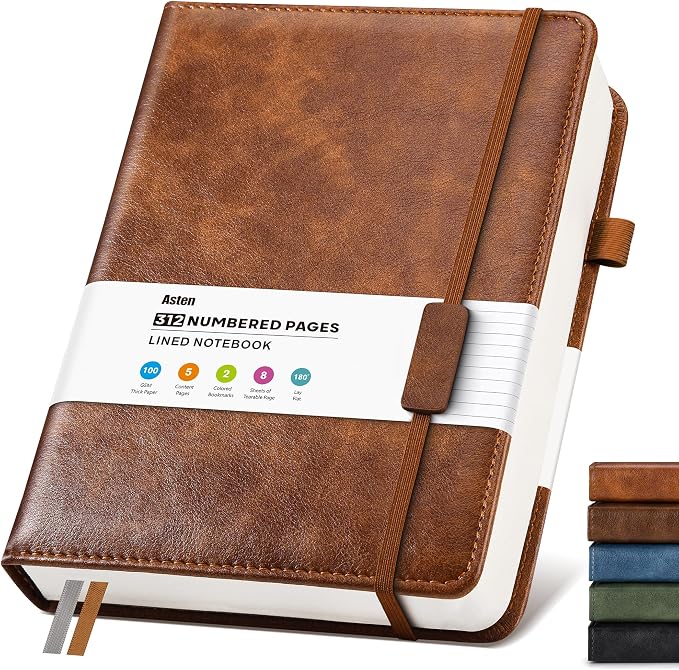Lined Hardcover Leather Journal Notebook: A4 Journal for Women Men, Brown | 312 Numbered Pages & Content, 100GSM Thick Paper, College Ruled Journals Note Book for Business Work Writing Diary