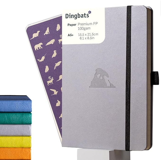Dingbats* Earth Dotted Writing Journal Notebook A5 - Vegan Leather Hardcover - Ideal for Work, Travel - Pocket, Elastic Closure & Bookmark