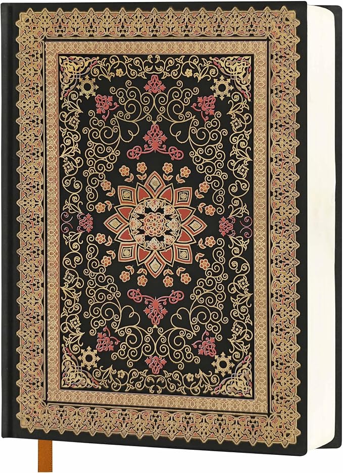 Mlife Thick Journal Blank Notebook,288 Pages A5 Notebook,120gsm Plain Paper,Vintage Hardcover Notebook with Gold-Embossed Floral for Men Women,5.5'' X 8.27''