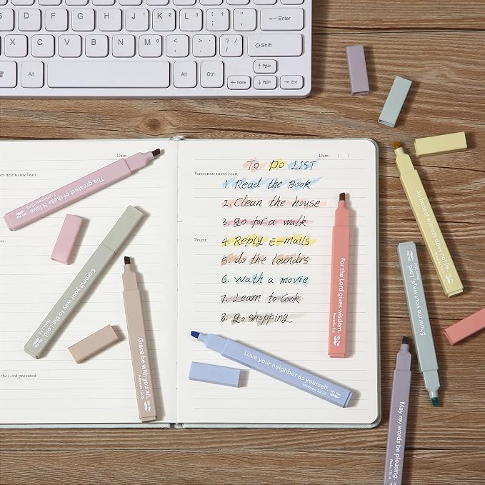 Mr. Pen- Bible Highlighters with Color-Coding System, 8 Pack | Soft Chisel Tip, Aesthetic Highlighters Assorted Colors