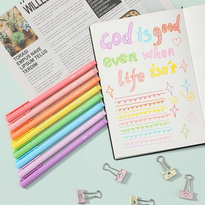 Mr. Pen- Highlighters, 8 Pack, Fine Tip, Pastel Colors, Cute Highlighters