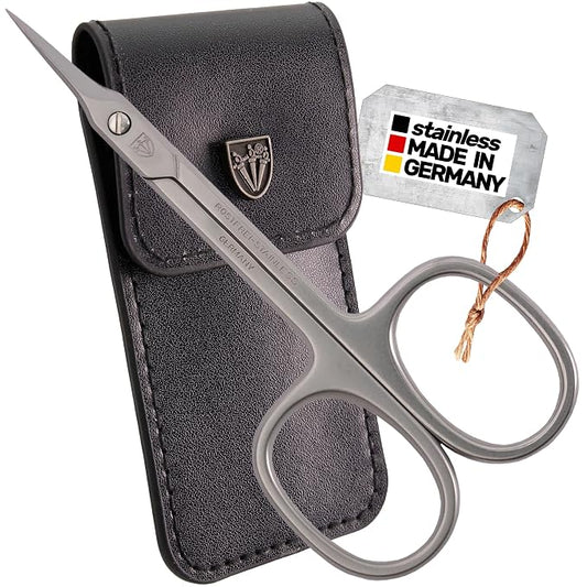 3 Swords Germany - brand quality STAINLESS STEEL INOX CURVED CUTICLE TOWERPOINT SCISSORS (1 PIECE) with case for manicure pedicure - nail care by 3 Swords - Made in Germany