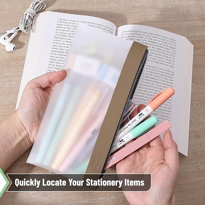 Mr. Pen- Clear Pencil Pouch, 8.50"x4.25", 6 Pack, Durable TPU Material | Medium Water-Resistant Pencil Bags with Smooth Zipper, Multipurpose Clear Pouch for Stationery, School, Office