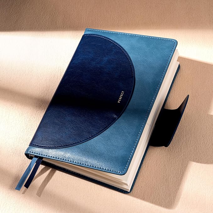 CAGIE Lined Journal for Women, 100GSM Leather Journals for Writing with Buckle Closure,A5 Hardcover Diary Journaling Notebooks for Business Work School Note Taking 5.9" x8.5 Blue