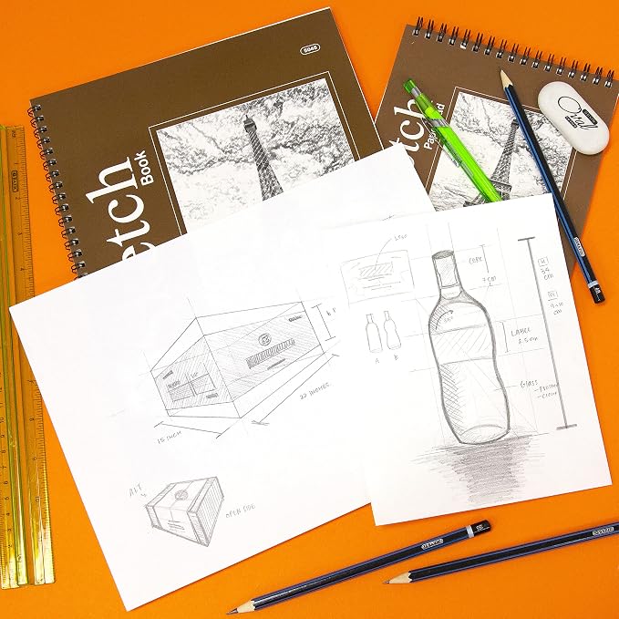 BAZIC Products Spiral Sketch Pad, Top Bound, 6 x 8 in, 50 Sheets, 2-Pack | 50-sheet spiral sketch pad, smooth drawing paper for sketching, shading