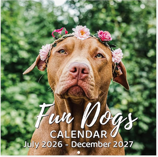 2026-2027 Calendar - 18-Month Wall Calendar 2026-2027 Funny Dog Calendars from Jul. 2026 - Dec. 2027, Wall Calendar with Unruled Blocks, Holidays, 12" x 24"(open), Fun Wall Calendars Gag Gifts - Funny Dog