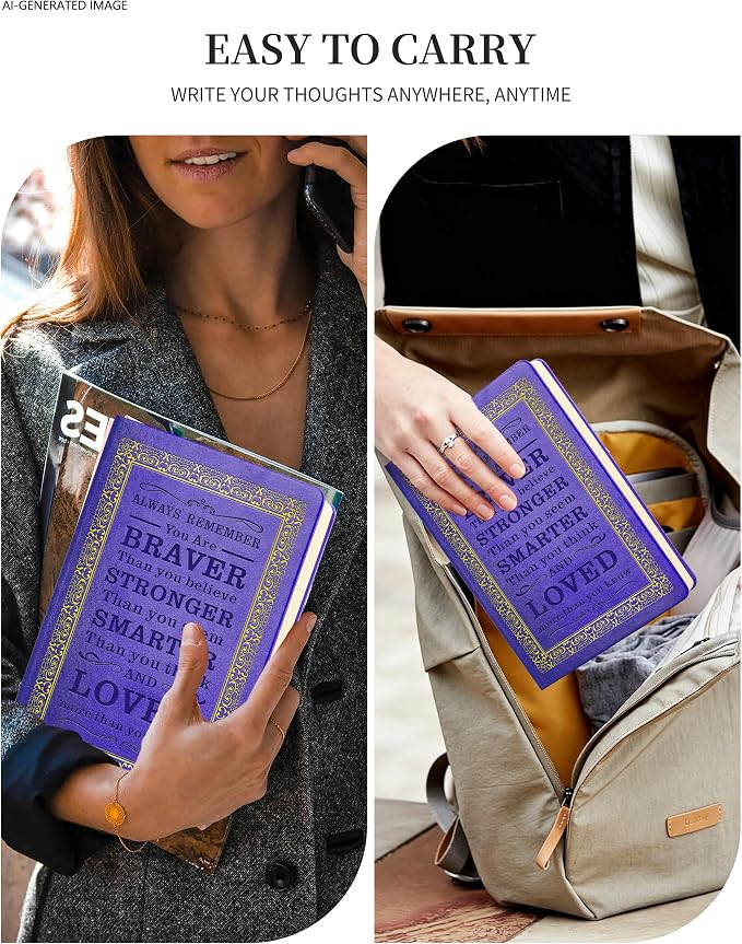 JOHSBYD Journal for Women - A5 Lined Hardcover Notebook and Diary for Teen Girls, 200 Pages 100GSM Bleedproof Paper, Inspirational Back to School College Supplies (Purple)