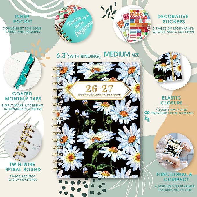 Planner 2026-2027 Weekly and Monthly Calendar Planner Jul 2026-Jun 2027 | Academic Planner with Stickers,Tabs and Pocket,Teacher Student Planning book Ideal for Office School Supplies,6.3" x 8.5"