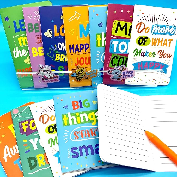 Cinrobiye 24 Pcs Mini Colorful Notebooks, Funny Motivational Journals Notepads Inspirational Notepads Small Pocket Notebook for Kids Teacher School Office Gift Bulk Prizes Travel Supplies (Colorful)