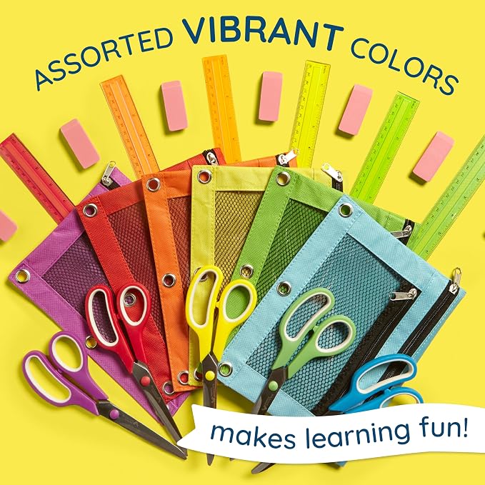 Blue Summit Supplies Pencil Pouches, Bulk Pencil Pouch 30 Pack in Assorted Colors for Storing School Supplies, Writing Utensils, and More, Cloth Zipper Pouches for 3 Ring Binders, 30 Count