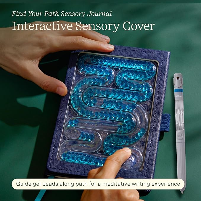 Lifelines Find Your Path Sensory Journal & Pen Diffuser Set, 160 Pages | Ruled Notebook with Tactile Cover & Embossed Paper, Pen Diffuser 4-Scent Cartridge with Essential Oil Blends