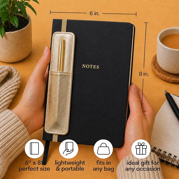 WORLD TRAVELER Eccolo A5 Hardbound Journal Notebook 256 Ivory Lined Pages | Sturdy Flexible Hardcover, 80GSM Acid-Free Ivory Pages, Smyth-Sewn Lay-Flat Binding, Ribbon Bookmark