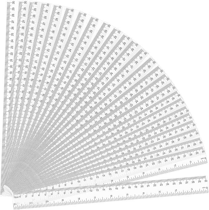 32 Pack Clear Plastic Ruler 12 Inch, Rulers Bulk for Classroom, Transparent Ruler with Centimeters and Inches, Kids Metric Ruler for School, Ideal Back to School Office Home Supplies