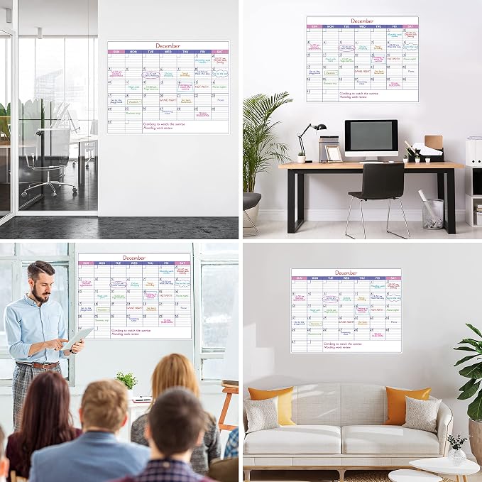 Large Dry Erase Calendar for Wall - Undated 1 Month Wall Calendar, 40" x 30", Erasable & Reusable Laminated Calendar with 8 Round Stickers, Great Layout Wall Calendar Dry Erase for Home, Office and School