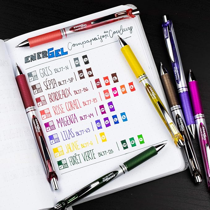 Pentel EnerGel RTX Retractable Liquid Gel Ink Pen, (0.7mm) Medium line, Magenta Ink, Box of 12 Pens (BL77-V4)