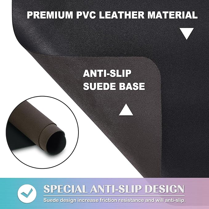 K KNODEL Large Desk Protector Mat, Leather Desk Pad (35.4"x17", Black) | Non-Slip Desk Mat, Desk Pads and Blotters, Desktop Mat, Desk Protector and Cover, Office Computer, Laptop and Keyboard Mat