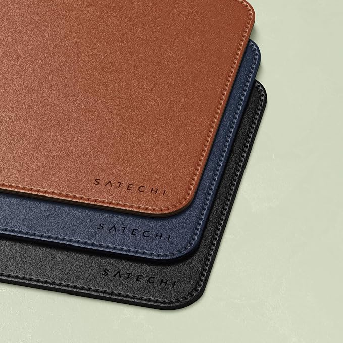 Satechi Vegan-Leather Mouse Pad, Ergonomic, Reversible, Scratch and Water Resistant, Easy to Clean, for Office and Home, 9.8" x 7.5" x 0.14" - Brown