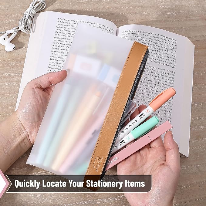 Mr. Pen- Clear Pencil Pouch, 8.50"x4.25", 3 Pack, Durable TPU Material | Medium Water-Resistant Pencil Bags with Smooth Zipper, Multipurpose Clear Pouch for Stationery, School, Office