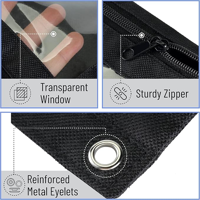 Mr. Pen- Pencil Pouch for 3 Ring Binder, 2 Pack, 10"x6.75", Smooth Zipper | Clear Window, Large Capacity Pencil Case with 3 Reinforced Grommets for School, Office, Supplies Storage | Clear Window, Large Capacity Pencil Case with 3 Reinforced Grommets f...