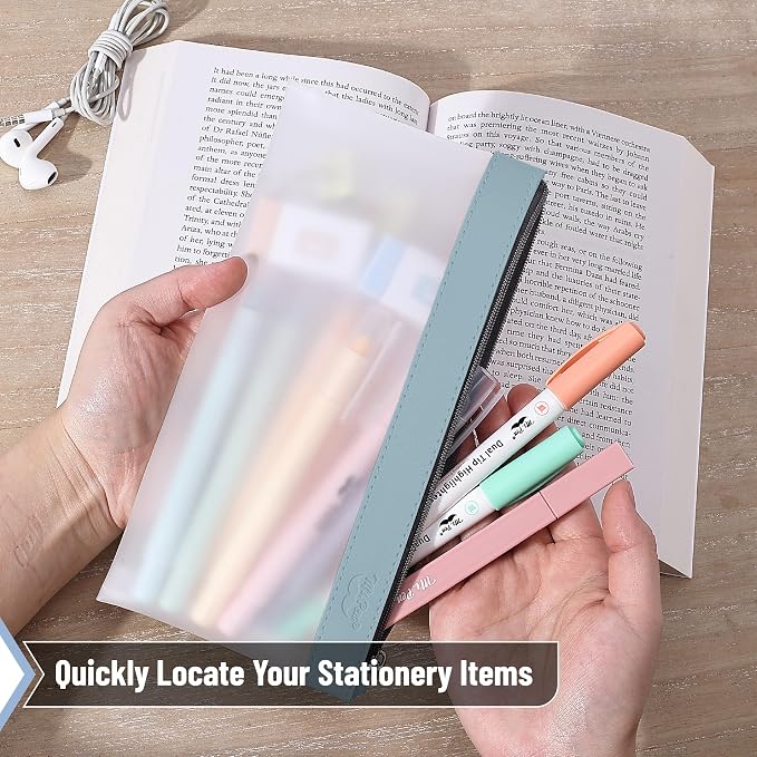 Mr. Pen- Clear Pencil Pouch, 8.50"x4.25", 6 Pack, Durable TPU Material | Medium Water-Resistant Pencil Bags with Smooth Zipper, Multipurpose Clear Pouch for Stationery, School, Office
