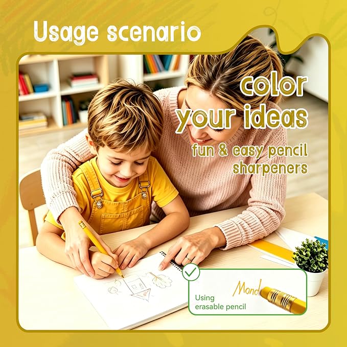 12 Pcs Yellow Pencils with Eraser for Kids HB Erasable Pencils Pre-Sharpened Professional Wooden Pencils Set, Ideal for School Writing, Drawing, Sketching, Coloring and Creative Projects(Yellow)