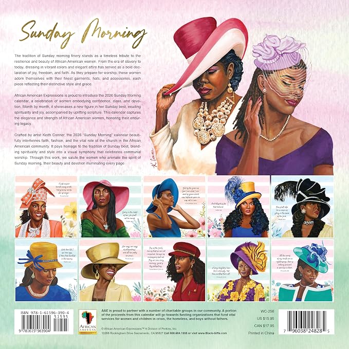 African American Expressions 2026 Wall Calendar – Sunday Morning – Monthly Calendar Celebrating Black Culture & History, 12x12 Hanging Calendar, 16 Months – Gift for Her