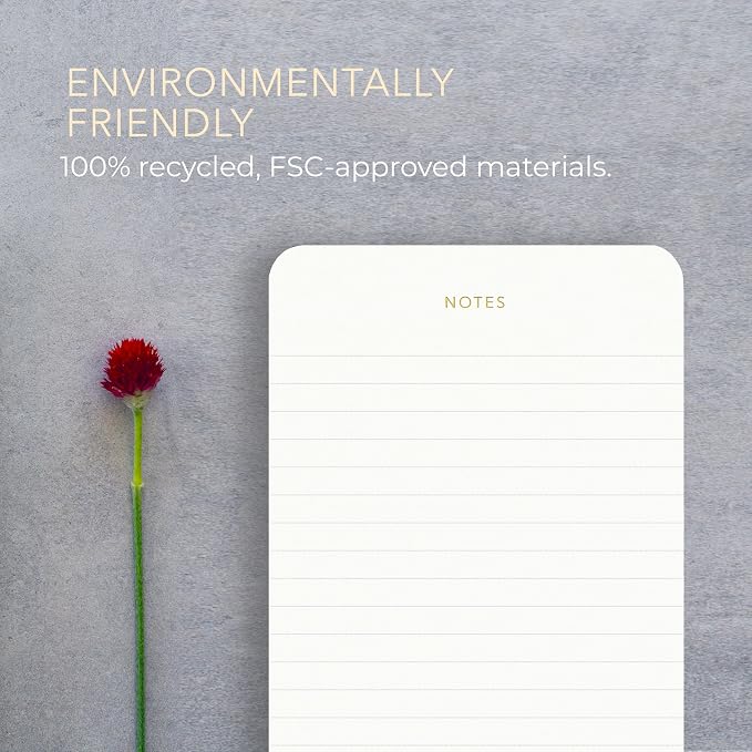 Pinesman - Elegant Desk Notepads for Professionals, Executive's Memo Pads, Minimalist, Gold Foiled, Lined, 5 Pack, 375 Sheets Total (75 Each), 6.3" x 3.9”, 95 GSM, Eco-friendly, FSC™ Certified