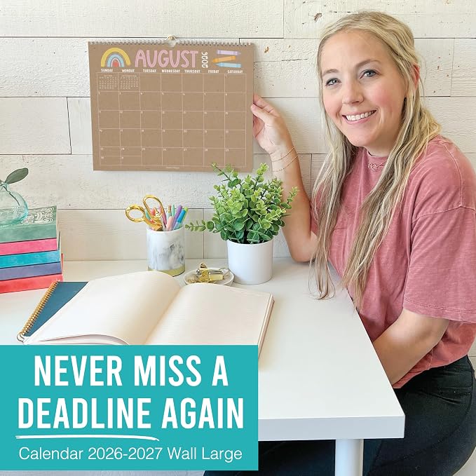 2026 Calendar Wall - 2026 Wall Calendar Large, 18-Month Hanging Calendars for School, Home & Office, Academic Monthly Calendar from January 2026 to June 2027, Back to School Teacher Gifts