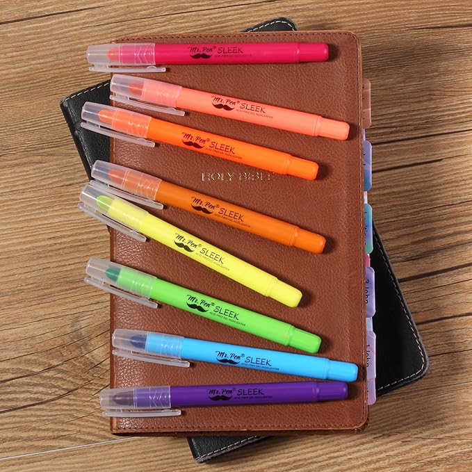 Mr. Pen- No Bleed Gel Highlighters, Vibrant Colors, 8 Pack | Bible Highlighters and Pens No Bleed, Bible Markers for Study, Journaling, School Supplies and Accessories