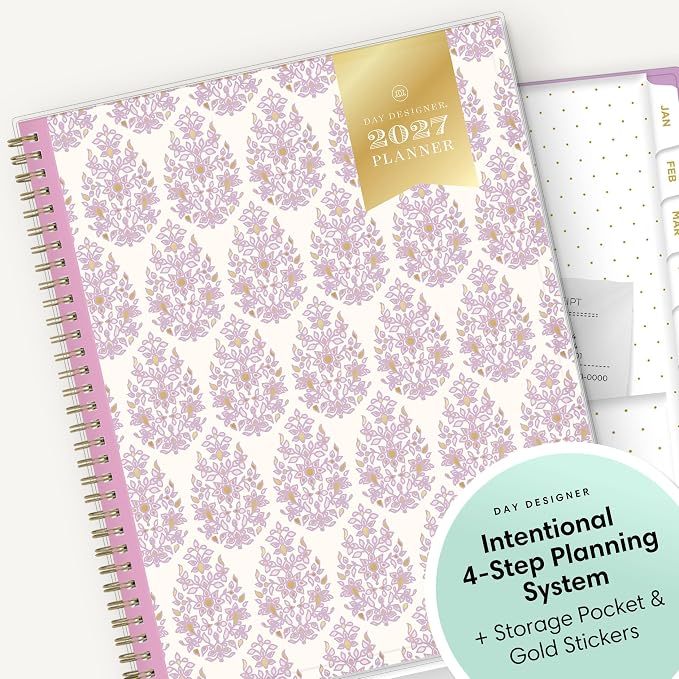 Blue Sky 2027 Day Designer Weekly & Monthly Planner, 8.5"x11", Kerridge | January 2027 - December 2027, Clear Pocket Cover, Durable Twin Wire Binding, Storage Pocket, Stickers