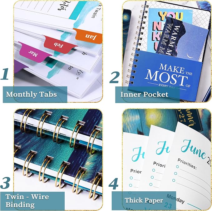 2027 Planner - JAN.2027 - DEC.2027, 8.4" x 6.3", 2027 Calendar Planner | Planner 2027, 2027 Planner Weekly and Monthly with Inspiring Quotes, Tabs, Pocket, Hardcover, Perfect for School Office Home
