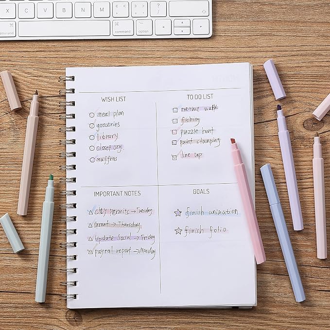 Mr. Pen- Aesthetic Highlighters No Bleed, 6 Pack, Pastel Colors, Chisel Tip | Cute Bible Highlighters Assorted Colors for Journaling, Highlighting, Underlining, Fast Dry, Back to School Supplies