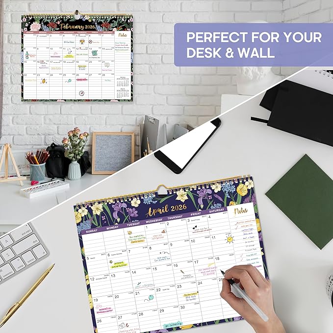 Calendar 2026-2027, 21-Month Wall Calendar Runs Until Jun 2027,11.5" x 14.7",Large Monthly Calendar with Twin-Wire Binding, Perfect for Home or Office - Midnight Garden
