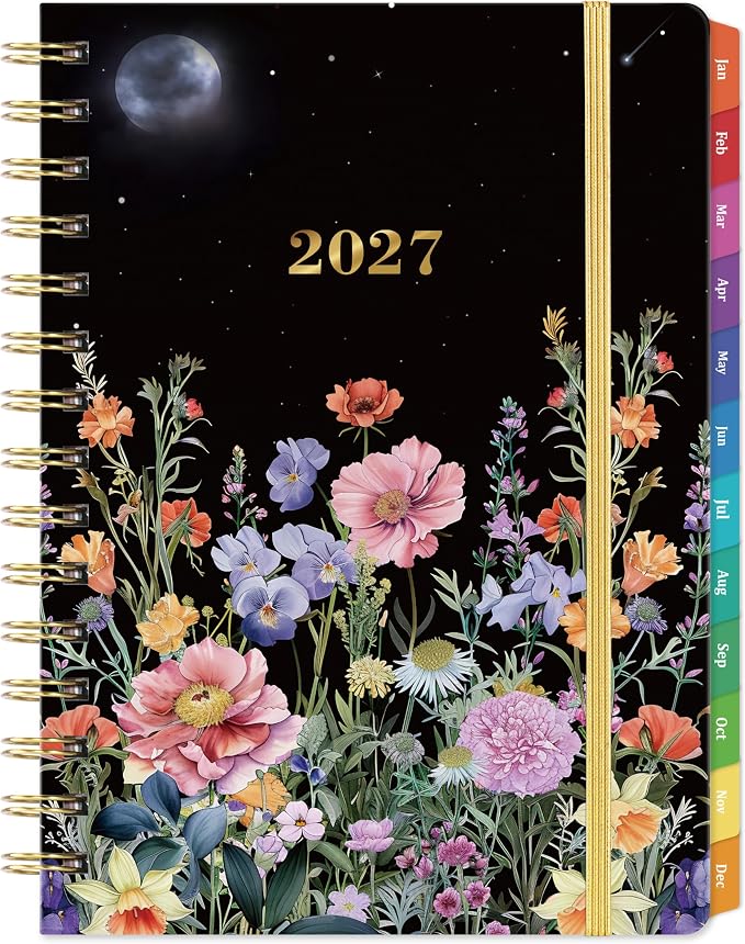 2027 Planner, 2027 Planner Weekly and Monthly, Jan 2027-Dec 2027, Hardcover | 12 Monthly Tabs,Elastic Closure,Twin-Wire Binding, Holiday Reminders, Back Pocket, Premium Paper,for School Office,6.5"x8.5"